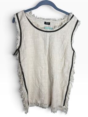 Mishu renaissance Women’s Cream Fringe desert tank Black Trim medium NWT